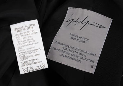 Yohji Yamamoto FEMME Cotton Rayon Peaked Jacket Black Size 2