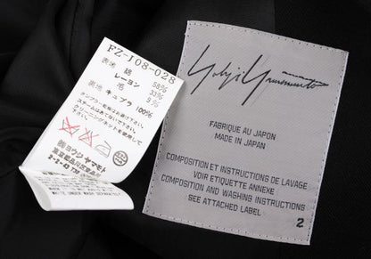 Yohji Yamamoto FEMME Cotton Rayon Peaked Jacket Black Size 2