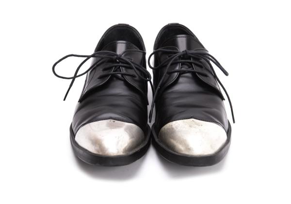 LIMI feu Metal Toe Leather Sneakers Black Size 24.5CM