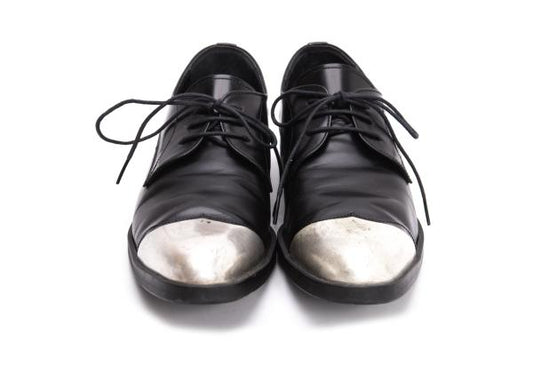 LIMI feu Metal Toe Leather Sneakers Black Size 24.5CM