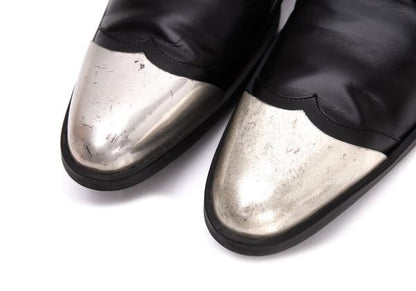 LIMI feu Metal Toe Leather Sneakers Black Size 24.5CM