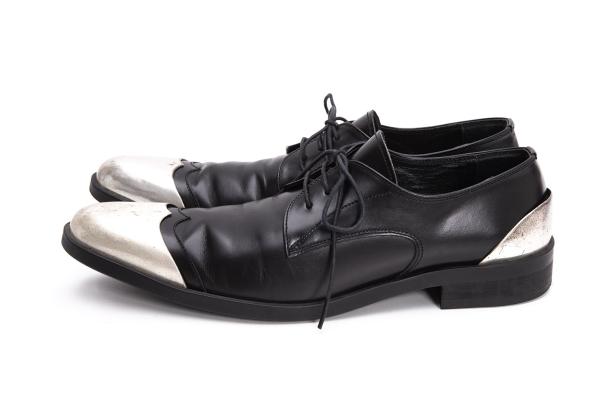 LIMI feu Metal Toe Leather Sneakers Black Size 24.5CM
