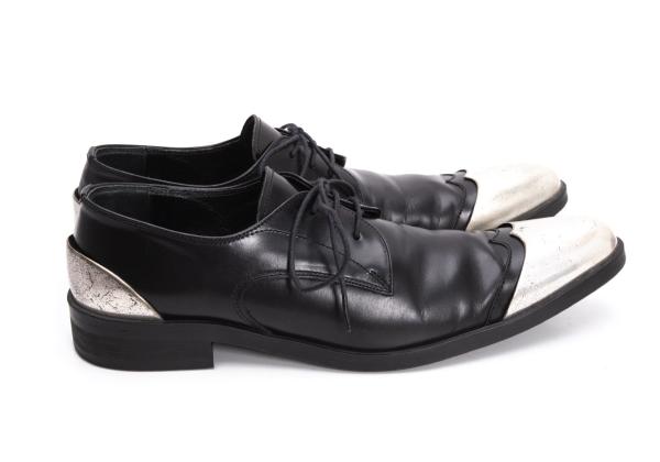 LIMI feu Metal Toe Leather Sneakers Black Size 24.5CM