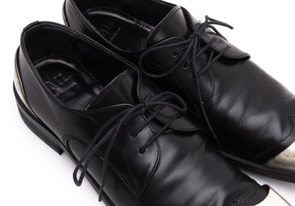 LIMI feu Metal Toe Leather Sneakers Black Size 24.5CM