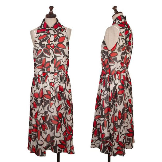 L'EQUIPE YOSHIE INABA Floral Print Sheer Dress White Size 38