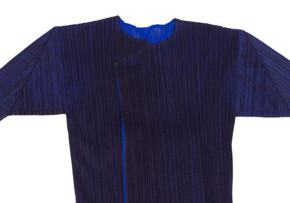 PLEATS PLEASE Mesh Bi-Color Layered Coat Blue Size 4