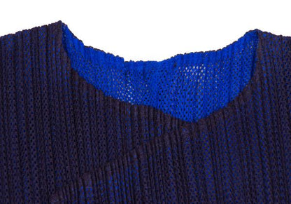 PLEATS PLEASE Mesh Bi-Color Layered Coat Blue Size 4