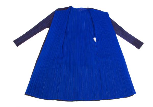 PLEATS PLEASE Mesh Bi-Color Layered Coat Blue Size 4