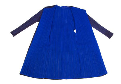 PLEATS PLEASE Mesh Bi-Color Layered Coat Blue Size 4