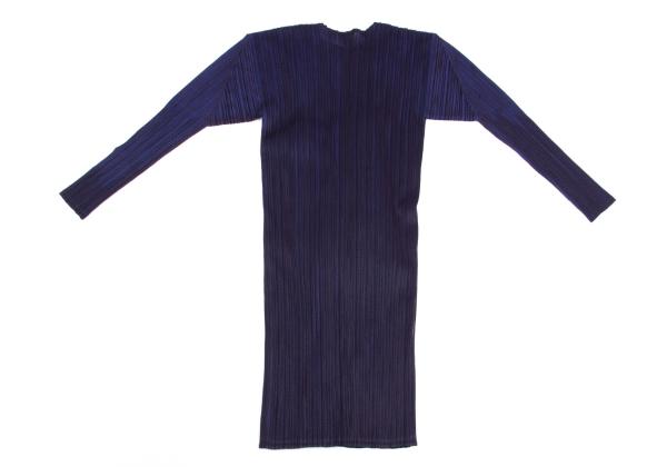 PLEATS PLEASE Mesh Bi-Color Layered Coat Blue Size 4