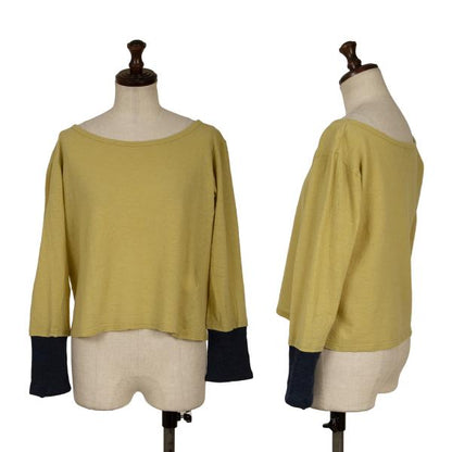 Y's Wool Cuff Color Block Knit Sweater Mustard Size 2