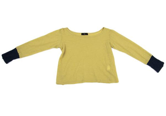 Y's Wool Cuff Color Block Knit Sweater Mustard Size 2