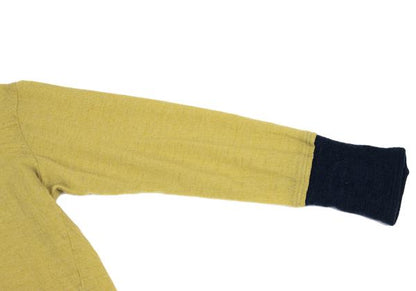 Y's Wool Cuff Color Block Knit Sweater Mustard Size 2