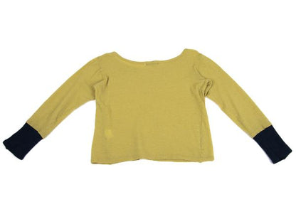 Y's Wool Cuff Color Block Knit Sweater Mustard Size 2