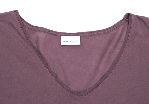 DRIES VAN NOTEN Cotton V-Neck T-Shirt Red Size XS