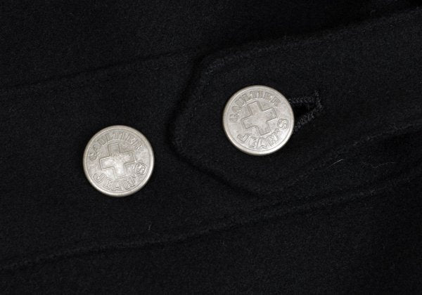 GAULTIER JEAN'S Melton Wool Metal Button Coat Black Size 48