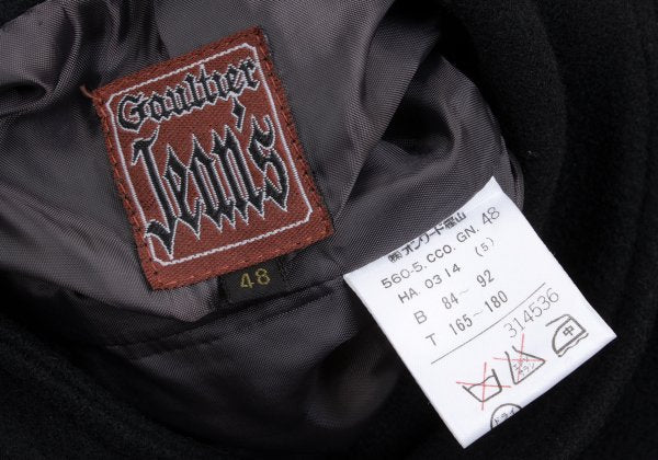 GAULTIER JEAN'S Melton Wool Metal Button Coat Black Size 48