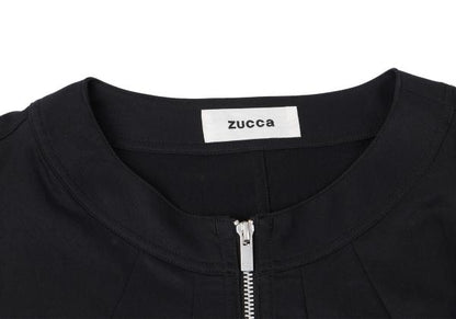 zucca 22SS Poly Frill Hem Zip Jacket Navy Size M