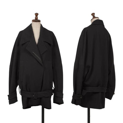 VIKTOR&ROLF Wool Half Trench Coat Black Size 40
