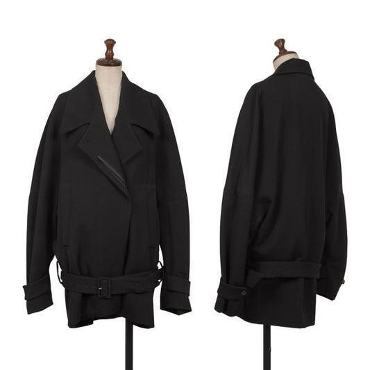 VIKTOR&ROLF Wool Half Trench Coat Black Size 40