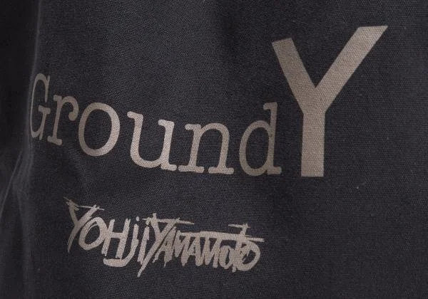 Ground Y Logo Print Canvas Tote Bag Black