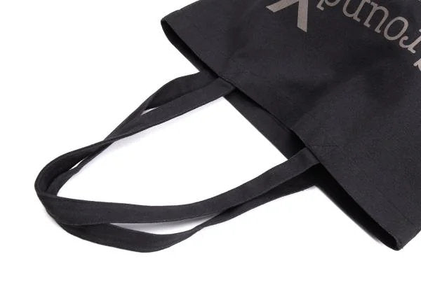 Ground Y Logo Print Canvas Tote Bag Black