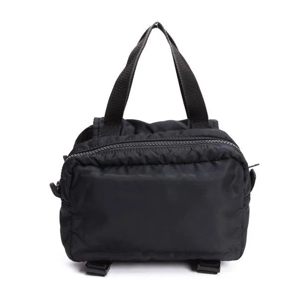 Y's Nylon Double Handle Handbag Black