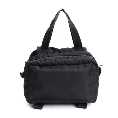 Y's Nylon Double Handle Handbag Black