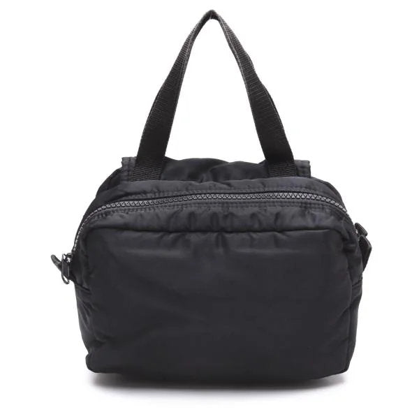 Y's Nylon Double Handle Handbag Black