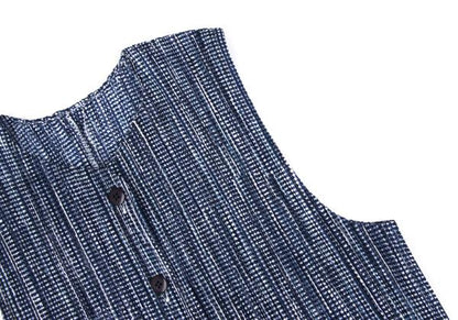 PLEATS PLEASE 97SS Pleated Gingham Print Vest Blue Size 3