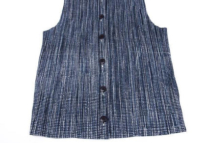 PLEATS PLEASE 97SS Pleated Gingham Print Vest Blue Size 3