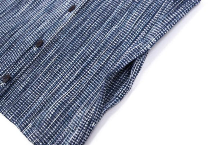 PLEATS PLEASE 97SS Pleated Gingham Print Vest Blue Size 3