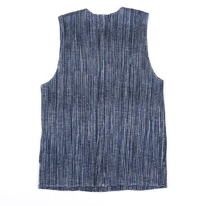 PLEATS PLEASE 97SS Pleated Gingham Print Vest Blue Size 3