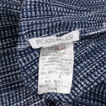 PLEATS PLEASE 97SS Pleated Gingham Print Vest Blue Size 3