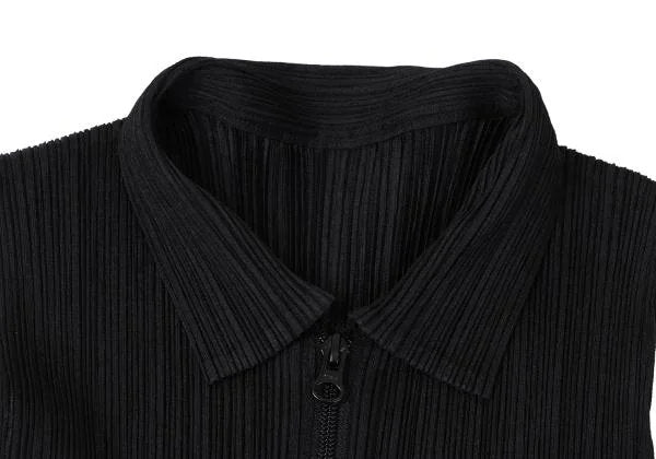PLEATS PLEASE Pleated Zip Up Sleeveless Jacket Black Size 3