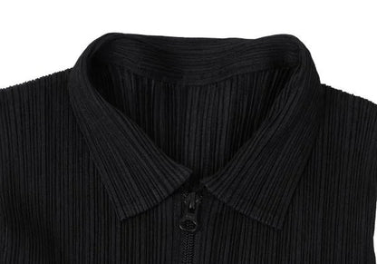 PLEATS PLEASE Pleated Zip Up Sleeveless Jacket Black Size 3