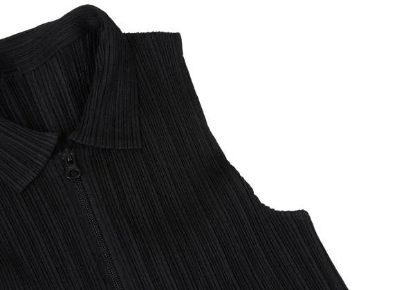 PLEATS PLEASE Pleated Zip Up Sleeveless Jacket Black Size 3