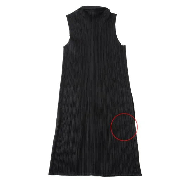 PLEATS PLEASE Pleated Zip Up Sleeveless Jacket Black Size 3