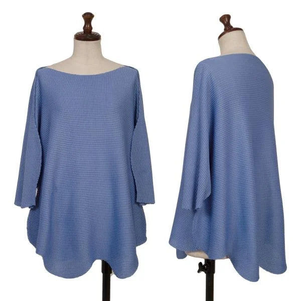 ISSEY MIYAKE me Blue Stretch Pleated T-Shirt Size F