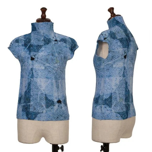 ISSEY MIYAKE me All-Over Print Pleats T-Shirt Blue Size F