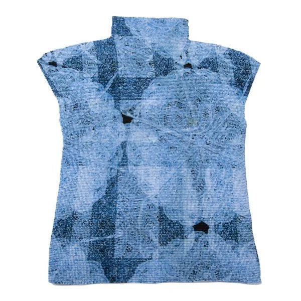 ISSEY MIYAKE me All-Over Print Pleats T-Shirt Blue Size F