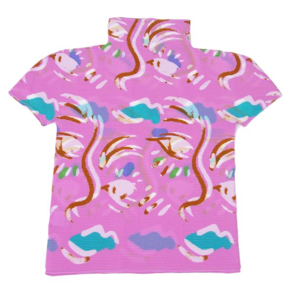ISSEY MIYAKE me 22AW Stretch Pleat T-Shirt Purple Size F