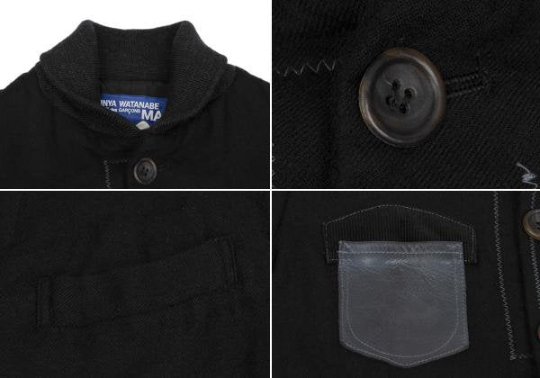 JUNYA WATANABE MAN Felted Wool Leather Jacket Black Size XS