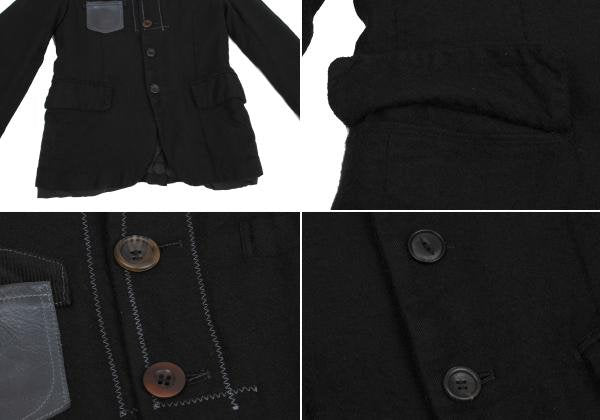 JUNYA WATANABE MAN Felted Wool Leather Jacket Black Size XS