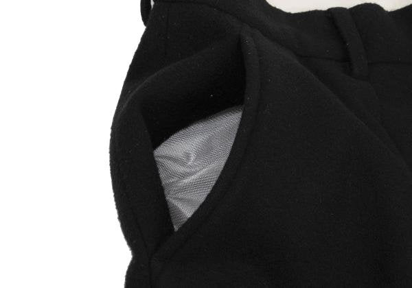 FUMITO GANRYU Melton Wool Bulky Slacks Black Size 1