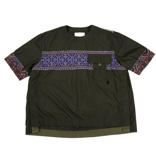 sacai 22SS Khaki Embroidered Oversized T-Shirt Size 1
