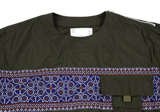 sacai 22SS Khaki Embroidered Oversized T-Shirt Size 1