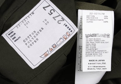 sacai 22SS Khaki Embroidered Oversized T-Shirt Size 1