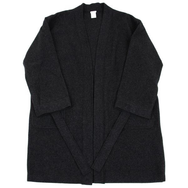 GANRYU Felt Wool Collarless Coat Gray Size S