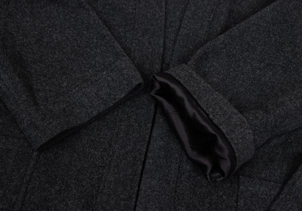 GANRYU Felt Wool Collarless Coat Gray Size S